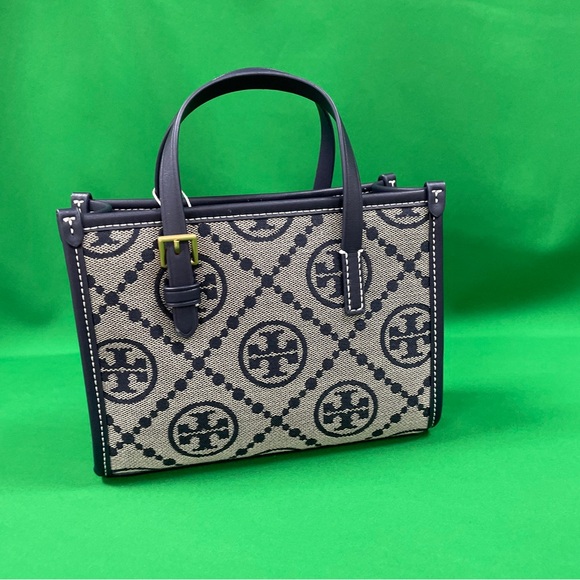 🆕 👒Mini T Monogram Tote Navy 🌻Tory Burch - Picture 2 of 10